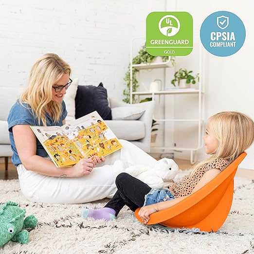 ECR4Kids Leaf Floor Seat, Rocker Chair, Orange, 6-Piece - LeafyLoom