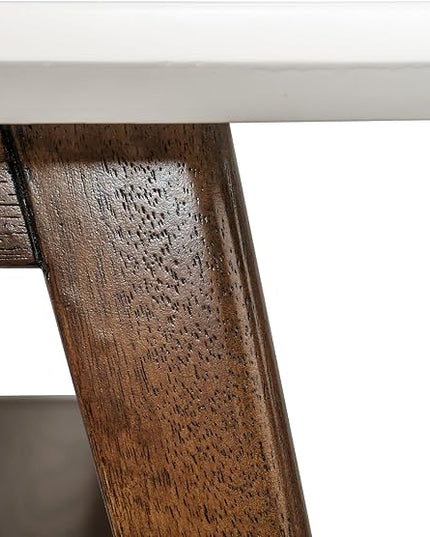 Madison Park Parker Table Modern Mid-Century Accent Living Room Furniture, Medium, Off-White/Pecan - LeafyLoom