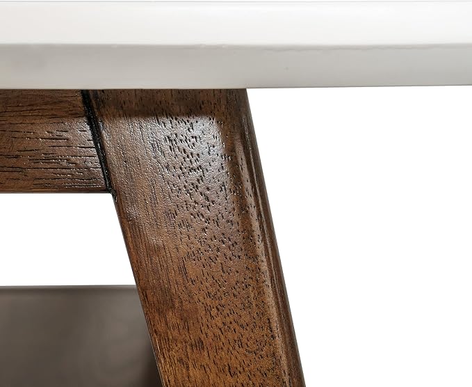 Madison Park Parker Table Modern Mid-Century Accent Living Room Furniture, Medium, Off-White/Pecan - LeafyLoom