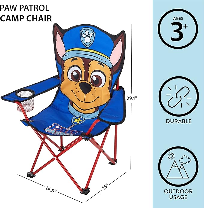Idea Nuova Kids Indoor-Outdoor Folding Camp Chair, Paw Patrol - LeafyLoom