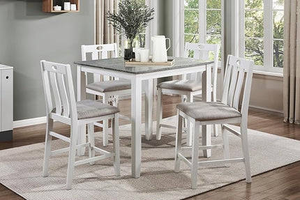 NicBex Dining Table Set Breakfast Nook Table Set Modern 5-Piece Pack Counter Height Set Casual Dining Furniture with 1 Table and Fabric Upholstered 4 Chairs, White - LeafyLoom