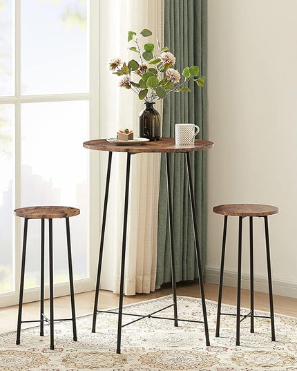 VECELO 23.6" Bar, Modern Bistro Pub Dining Room Furniture, Counter Height Wood Top for Breakfast Dinner Nap Conference, Easy Assembly,Brown, Round Table - LeafyLoom