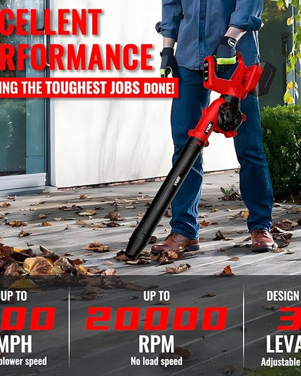 Leaf Blower, Cordless Leaf Blower for Milwaukee M18 Battery, 3 Speed Modes Up to 200MPH, 270° Rotatable Electric Leaf Blower with 4 Blowing Nozzles for Lawn Care and Yard(Battery Not Included) - LeafyLoom