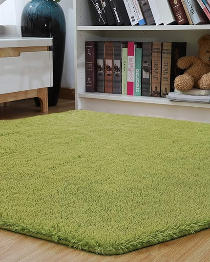 junovo Ultra Soft Rug for Nursery Children Room Baby Room Home Decor Dormitory Hexagon Carpet for Playhouse Princess Tent Kids Play Castle, Diameter 4.6 ft, Green - LeafyLoom