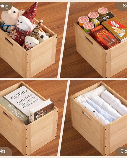 KIRIGEN Stackable Wood Storage Cube /Basket/ Bins Organizer for Home Books Clothes Toy Modular Open Cubby Storage System - Office Cubical Bookcase Closet Shelves C26-NA - LeafyLoom