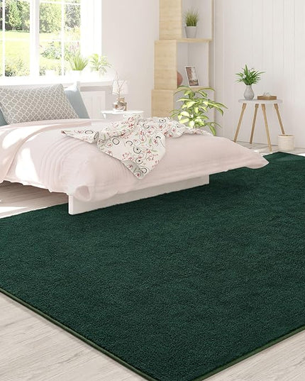 Area Rugs for Bedroom Living Room, 5x8 Dark Green Super Soft Comfy Thickened Memory-Foam Indoor Carpets, Modern Aesthetic Minimalist Carpet for Boys Girls Adults Apartment Nursery Home Décor - LeafyLoom