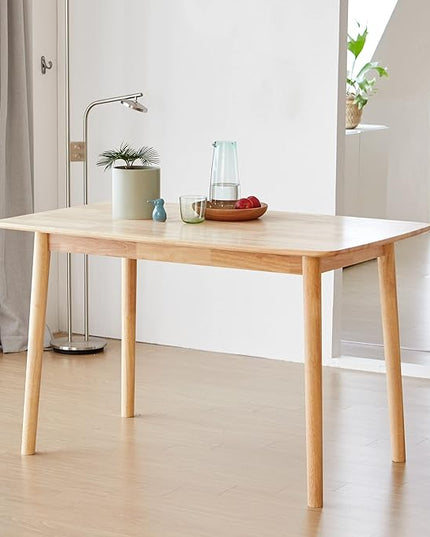 Livinia Aslan 47" Malaysian Oak Rectangular Wooden Dining Table/Solid Wood Kitchen Desk (Natural Oak) - LeafyLoom