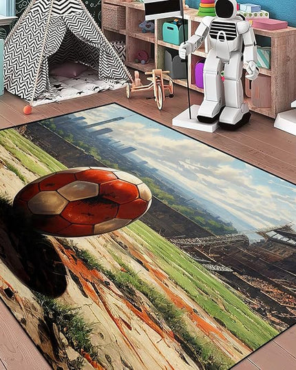 Football Rug - Football Decor for Boys Bedroom Soccer Rug for Play Area Football Printed Rug for Kids Room Basketball Rugs for Teen Boys Bedroom Playmat Area Rugs for Kids Rooms,3'×4' - LeafyLoom