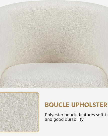 Yaheetech Accent Barrel Chair, Faux Fur Club Chair, Furry Sherpa Elegant and Cozy, Soft Padded Armchair, Suitable for Living Room Bedroom Reception Room Office, Ivory - LeafyLoom