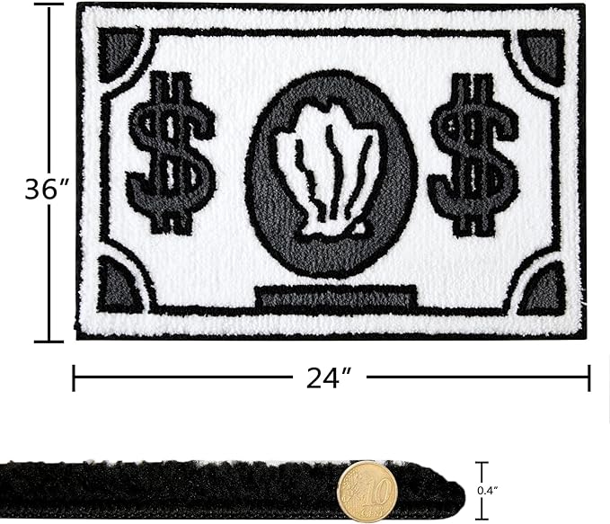 RoomTalks Boho Cute Rugs for Bathroom Kitchen Dorm Bedroom Aesthetic, 2x3 Small Area Rugs Throw Carpet, Black and White Funky Trendy Cool Bath Mat Non Slip Washable Cartoon Kids Bathroom Rugs Decor - LeafyLoom