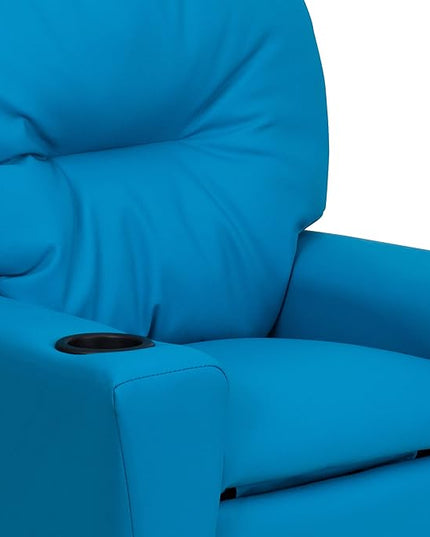 Flash Furniture Chandler Vinyl Kids Recliner with Cup Holder and Safety Recline, Contemporary Reclining Chair for Kids, Supports up to 90 lbs., Turquoise - LeafyLoom