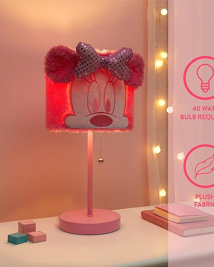 Idea Nuova Disney Minnie Mouse Plush Shade Table Lamp, Pink - LeafyLoom