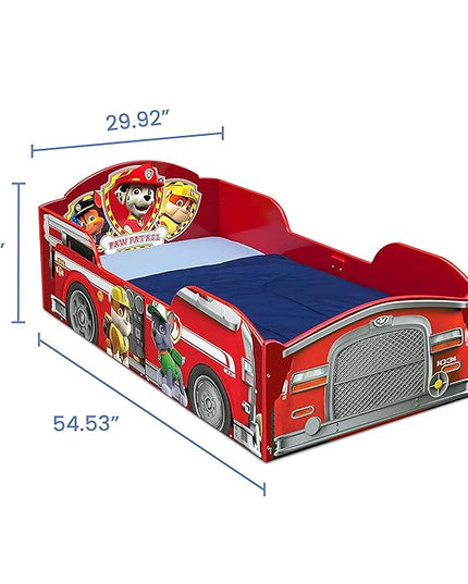 Delta Children Wood Toddler Bed, Nick Jr. PAW Patrol + Serta Perfect Slumber Dual Sided Recycled Fiber Core Toddler Mattress (Bundle) - LeafyLoom
