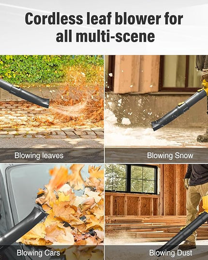 Cordless Leaf Blower - 540CFM Brushless Electric Leaf Blower Cordless with 2 * 6.0Ah Batteries and Charger -6 Speed Mode -20V Battery Powered Leaf Blowers for Lawn Care, Patio, Blowing Leaves - LeafyLoom
