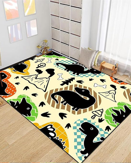 Dinosaur Rugs for Boys Bedroom - Kids Bedroom Rug Dinosaur Pattern Area Rug Kids Play Rugs for Boys Dinosaur Bedroom Decor for Boys Colorful Dinosaur Print Area Rug Kids Rugs for Bedroom,4'×5' - LeafyLoom