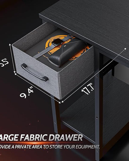 CubiCubi L Shaped Gaming Desk with Power Outlets and USB Charging Ports, 58" Reversible Corner Computer Desk with Storage Shelves and Drawer, Home Office Desk with Bookshlf, Black - LeafyLoom