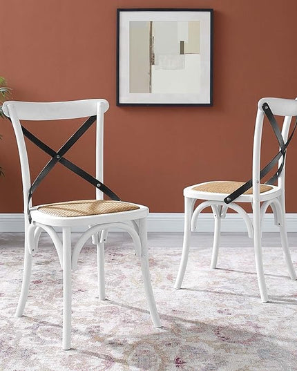 Modway Gear Side Set of 2, Two Dining Chairs, White Black - LeafyLoom