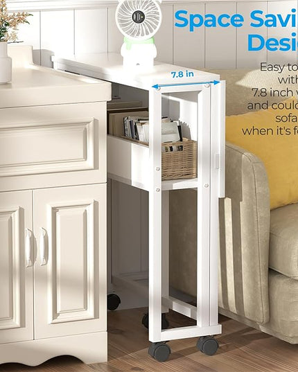 GreenForest Folding Desk White Desk with Storage Shelf,31.5 inch Foldable Computer Desk with Wheels Small Desk for Small Space,Easy Assembly,Pure White - LeafyLoom