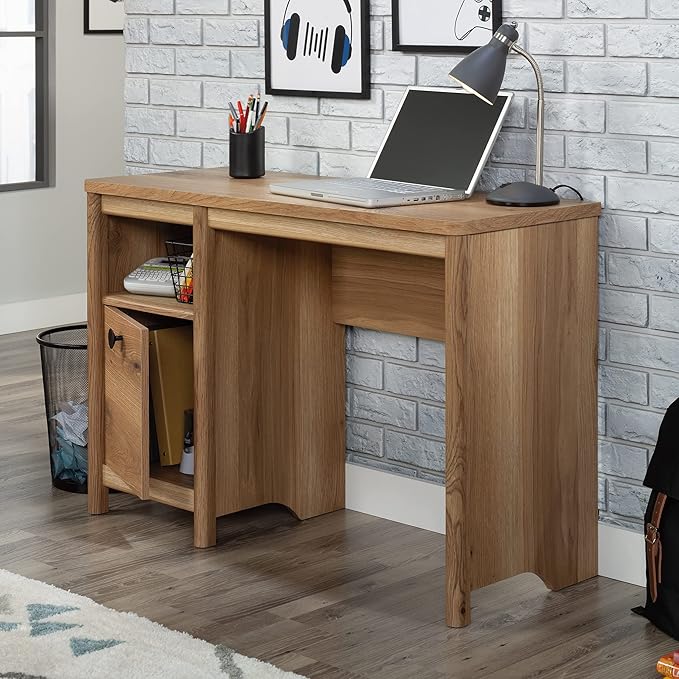 Sauder Dover Edge Home Office Desk, L: 43.15" x W: 17.24" x H: 29.09", Timber Oak - LeafyLoom
