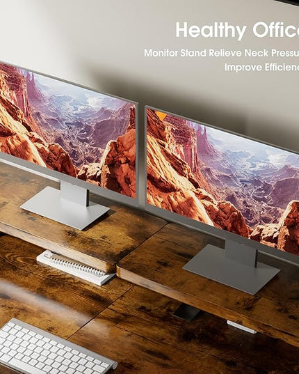 Electric Standing Desk with Monitor Shelf, 55 x 24 Inches Height Adjustable Corner Table, Computer Workstation with Cup Holder and Hook for Home Office, Brown, 55x24 Inch, Rustic Brwon - LeafyLoom