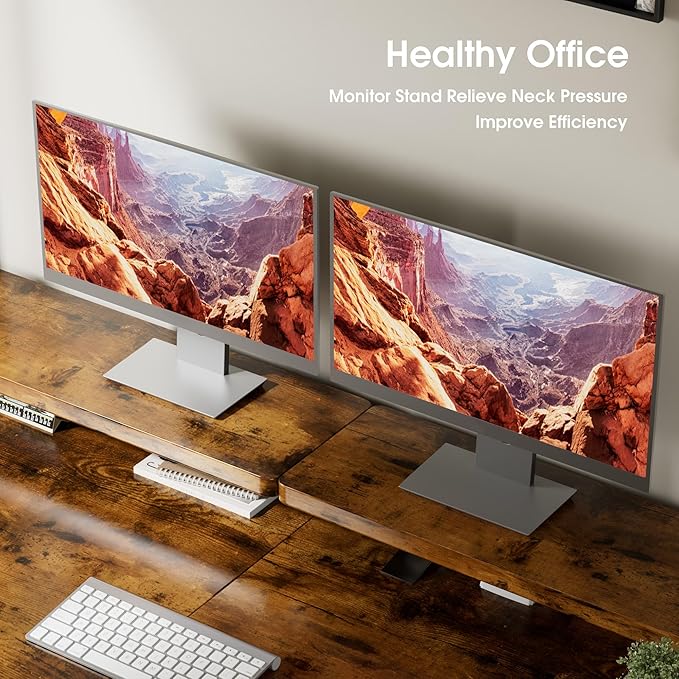 Electric Standing Desk with Monitor Shelf, 55 x 24 Inches Height Adjustable Corner Table, Computer Workstation with Cup Holder and Hook for Home Office, Brown, 55x24 Inch, Rustic Brwon - LeafyLoom