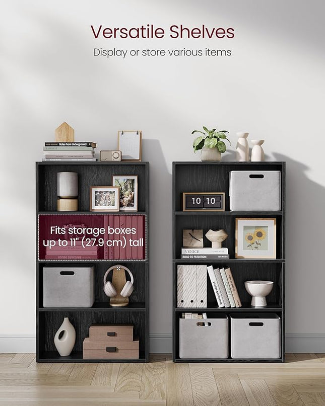 VASAGLE Bookshelf, 23.6 Inches Wide, 4-Tier Open Bookcase with Adjustable Storage Shelves, Floor Standing Unit, Ebony Black ULBC164T56 - LeafyLoom