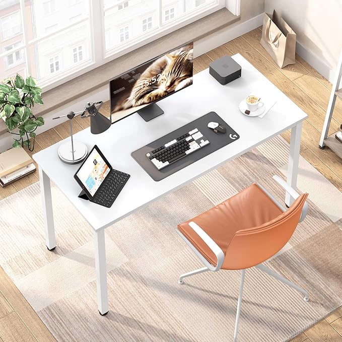 Computer Desk,55.1 inches Office Desk & Workstations for Home Office, Gaming Desk Computer Table,Modern Simple Style Laptop Table, White - LeafyLoom
