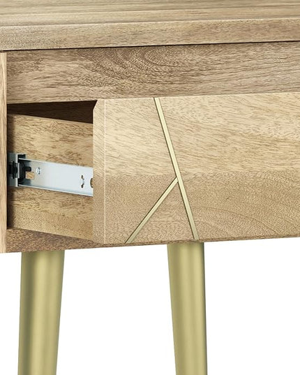SIMPLIHOME Jager Contemporay Mid Century 22 Inch Wide Metal Side Table in Natural, for The Living Room and Bedroom - LeafyLoom
