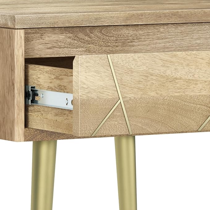 SIMPLIHOME Jager Contemporay Mid Century 22 Inch Wide Metal Side Table in Natural, for The Living Room and Bedroom - LeafyLoom