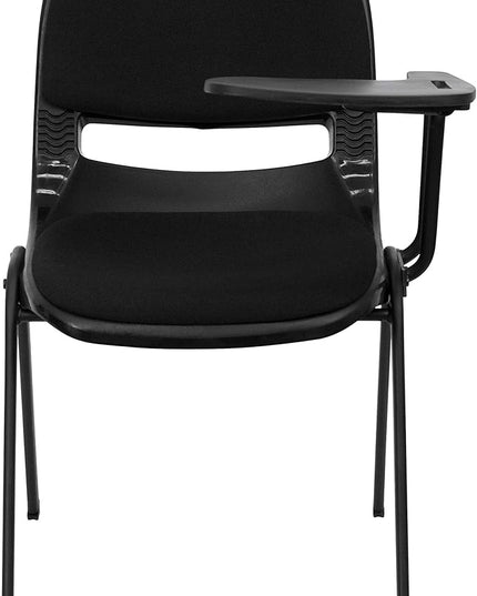 Flash Furniture HERCULES 5 Pack Black Padded Ergonomic Shell Chair with Left Handed Flip-Up Tablet Arm - LeafyLoom