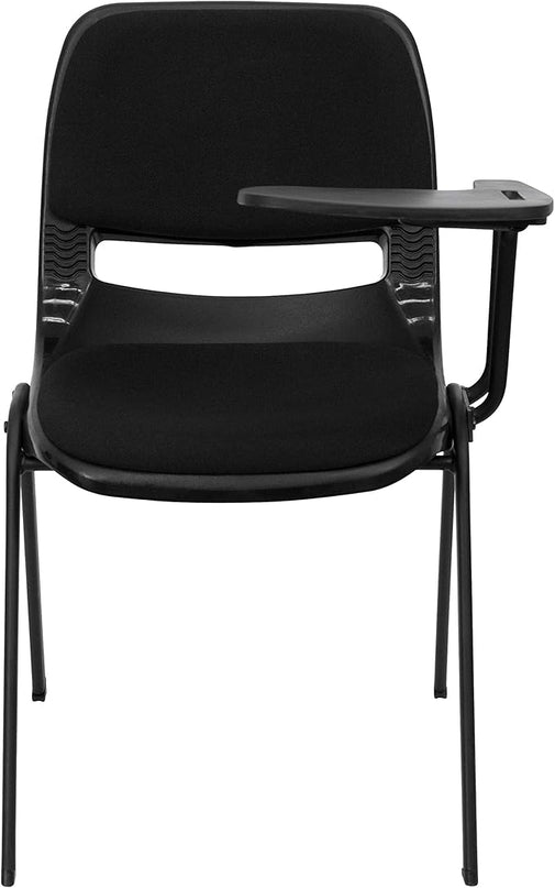 Flash Furniture HERCULES 5 Pack Black Padded Ergonomic Shell Chair with Left Handed Flip-Up Tablet Arm - LeafyLoom