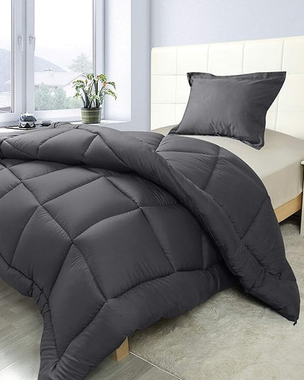 Utopia Bedding Twin Comforter Set Kids with 1 Pillow Sham, Bedding Comforter Sets, Down Alternative Grey Comforter, Soft and Comfortable, Machine Washable (Pack of 6) - LeafyLoom