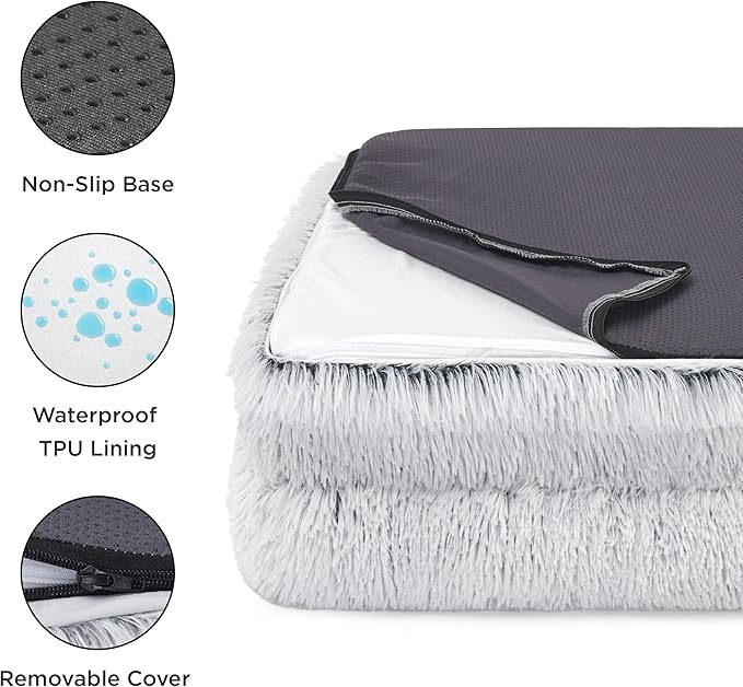 Bedsure Orthopedic Dog Bed for Medium Dogs - Calming Waterproof Dog Sofa Beds Medium, Supportive Foam Pet Couch Bed with Removable Washable Cover, Waterproof Lining and Nonskid Bottom, Misty Grey BEDSURE