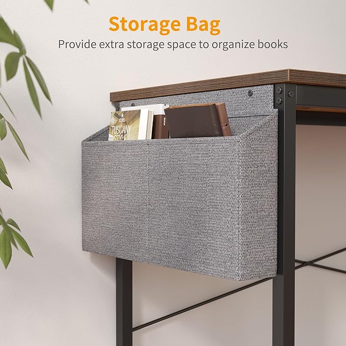 Cubiker Computer Desk 32 inch Home Office Writing Study Desk, Modern Simple Style Laptop Table with Storage Bag, Brown - LeafyLoom