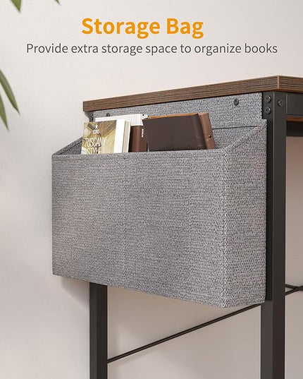 Cubiker Computer Desk 40 inch Home Office Writing Study Desk, Modern Simple Style Laptop Table with Storage Bag, Brown - LeafyLoom