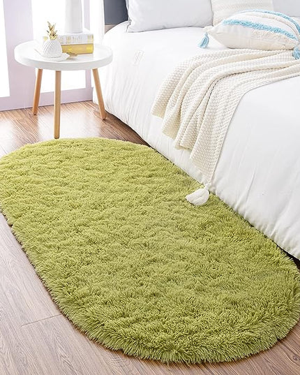 Noahas Ultra Soft Fluffy Bedroom Rugs Kids Room Carpet Modern Shaggy Area Rugs Home Decor 2.6' X 5.3', Green - LeafyLoom