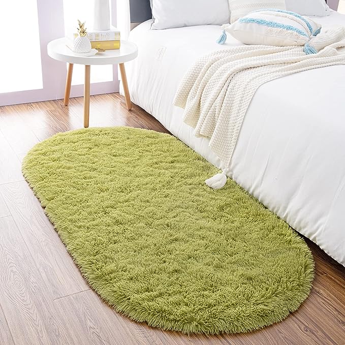 Noahas Ultra Soft Fluffy Bedroom Rugs Kids Room Carpet Modern Shaggy Area Rugs Home Decor 2.6' X 5.3', Green - LeafyLoom