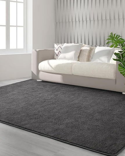 Area Rugs for Bedroom Living Room, 5x8 Dark Grey Super Soft Comfy Thickened Memory-Foam Indoor Carpets, Modern Aesthetic Minimalist Carpet for Boys Girls Adults Apartment Nursery Home Décor - LeafyLoom