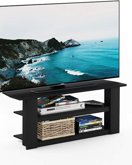 Furinno Parsons 42-in TV Entertainment Center, Standard 42.1"(W) x16.5(H) x13.4(D), Black - LeafyLoom
