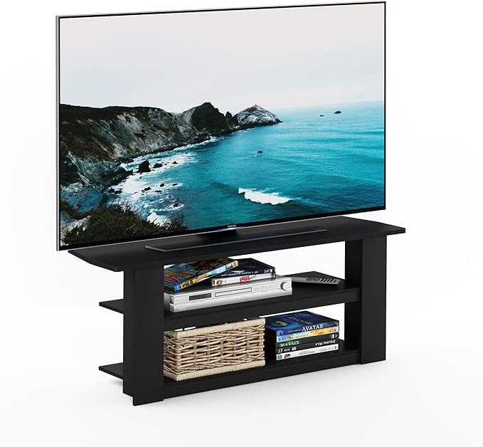 Furinno Parsons 42-in TV Entertainment Center, Standard 42.1"(W) x16.5(H) x13.4(D), Black - LeafyLoom