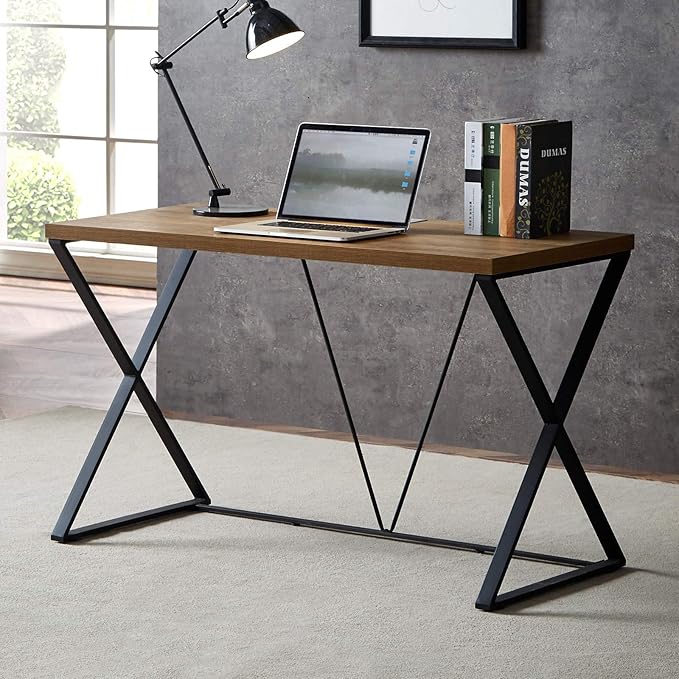 Computer Desk 47 in, Home Office Writing Desk, Modern Simple Style Wood Table, Brown - LeafyLoom