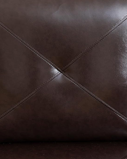 3-Piece L-Shaped Sectional Couches Lounge & Storage, 97'' Modular Living Room Home Office, 3pcs 97'' Sofa+66.5'' Chaise+28.5'' Ottoman(Left), Brown Faux Leather - LeafyLoom
