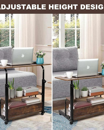 Portable Computer Desk Adjustable Home Office Desk Bedside Universal Movable Table Small Spaces Furniture Storage Convenient Desk Home Office Living Room Sofa Desk Size 15.7 * 31.5 Inch,Brownish - LeafyLoom