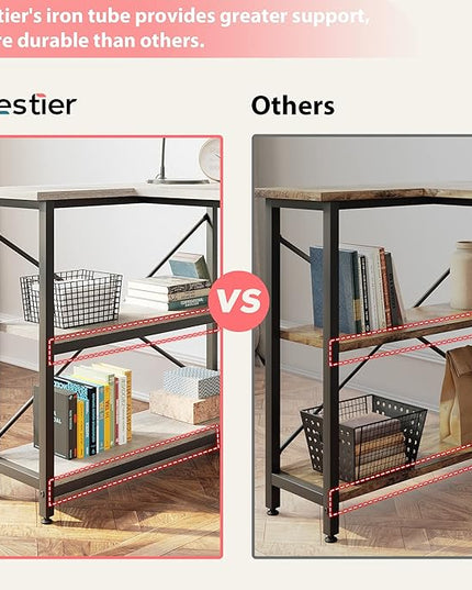 Bestier Small L Shaped Desk with Shelves 47 Inch Reversible Corner Computer Desk Writing Gaming Storage Table for Home Office Small Space, Gray Oak - LeafyLoom