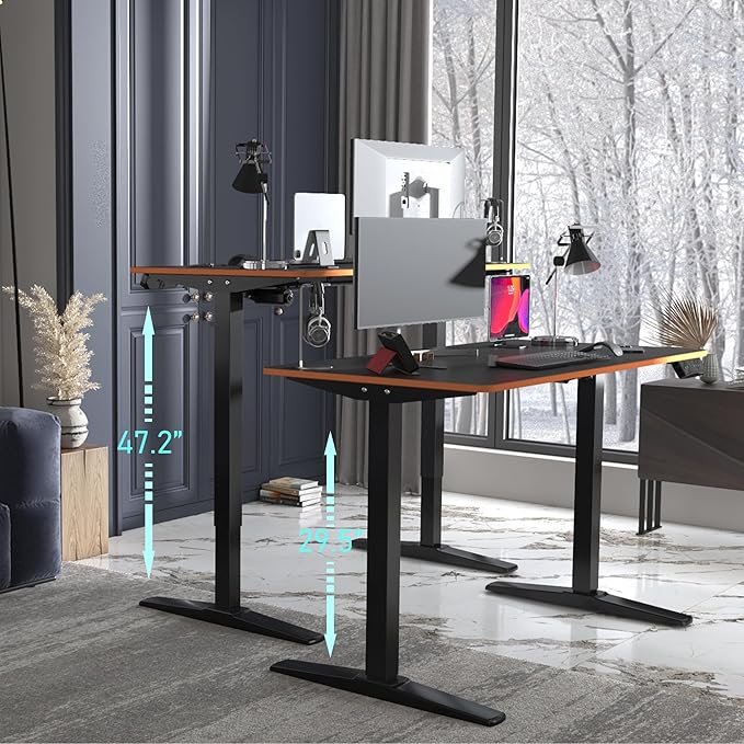 Monomi Height Adjustable Electric Standing Desk, 48 x 24 Inches Sit Stand up Desk, Memory Computer Home Office Desk (Black Frame+ Black Top) - LeafyLoom