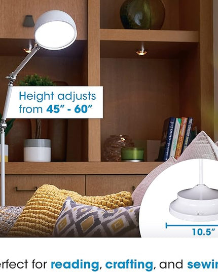 OttLite Pharmacy Adjustable LED Floor Lamp, Prevention Series - Designed to Reduce Eyestrain - 3-Point Adjustable Neck, 3 Brightness Settings with Touch Controls - Office Work, Reading & Studying - LeafyLoom