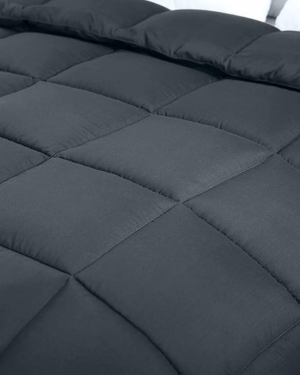 Utopia Bedding All Season 250 GSM Comforter - Soft Down Alternative Comforter - Plush Siliconized Fiberfill Duvet Insert - Box Stitched (King/Cal King, Gray) - LeafyLoom