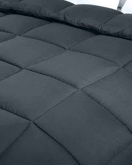 Utopia Bedding All Season 250 GSM Comforter - Plush Siliconized Fiberfill Comforters Queen Size - Box Stitched (Full/Queen, Gray) - LeafyLoom