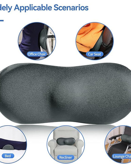 Lumbar Support Pillow-Memory Foam Lumbar Pillow for Lower Back Support, Back Cushion with Strap for Pain Relief，Gray - LeafyLoom