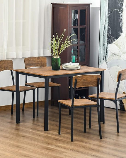 NicBex Small Dining Table Set for 4 Bar Table and Chairs Set 5 Piece Industrial Dining Table Set for 4, Rectangular Kitchen Table and Chairs, Dining Room Set for Small Space, Rustic Brown - LeafyLoom